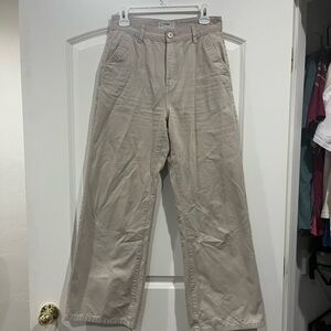 Womens tan wide-leg pants